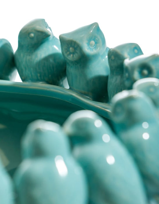 Blue Ceramic Flock of Birds Bowl (37cm) - LemonSalt