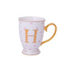 Bombay Duck Alphabet Spotty Metallic Mug Letter H Gold with Fuchsia Spots - LemonSalt