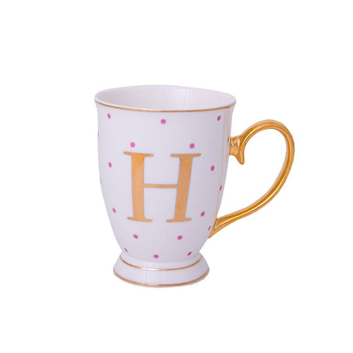 Bombay Duck Alphabet Spotty Metallic Mug Letter H Gold with Fuchsia Spots | {{ collection.title }}