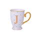 Bombay Duck Alphabet Spotty Metallic Mug Letter J Gold with Aqua Spots - LemonSalt