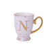 Bombay Duck Alphabet Spotty Metallic Mug Letter N Gold with Fuchsia Spots - LemonSalt