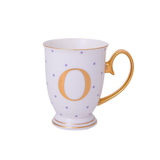 Bombay Duck Alphabet Spotty Metallic Mug Letter O Gold with Lilac Spots - LemonSalt