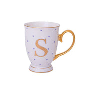 Bombay Duck Alphabet Spotty Metallic Mug Letter S Gold with Lilac Spots