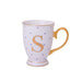 Bombay Duck Alphabet Spotty Metallic Mug Letter S Gold with Lilac Spots | {{ collection.title }}