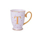 Bombay Duck Alphabet Spotty Metallic Mug Letter T Gold with Fuchsia Spots - LemonSalt