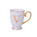 Bombay Duck Alphabet Spotty Metallic Mug Letter V Gold with Aqua Spots - LemonSalt