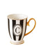 Bombay Duck Alphabet Stripy Mug Letter C Black/White with Gold handle - LemonSalt