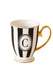 Bombay Duck Alphabet Stripy Mug Letter C Black/White with Gold handle | {{ collection.title }}