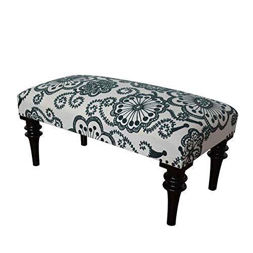 Bombay Duck Embroidered Kashmir Flowers Upholstered Bench Grey (80 x 40) - LemonSalt
