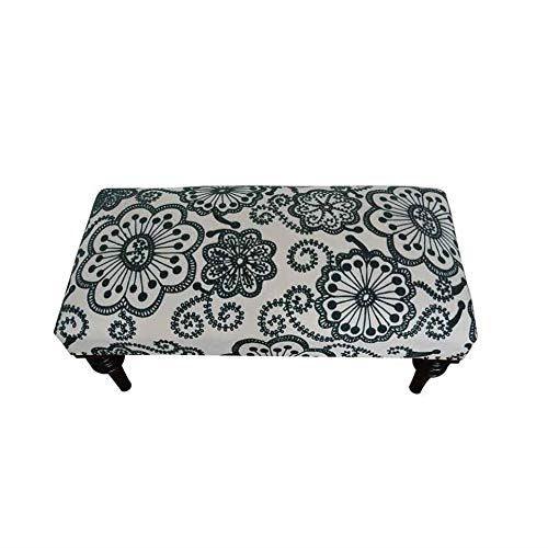 Bombay Duck Embroidered Kashmir Flowers Upholstered Bench Grey (80 x 40) - LemonSalt