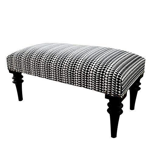 Bombay Duck Embroidered Medina Upholstered Bench Black/White (80 x 40) - LemonSalt
