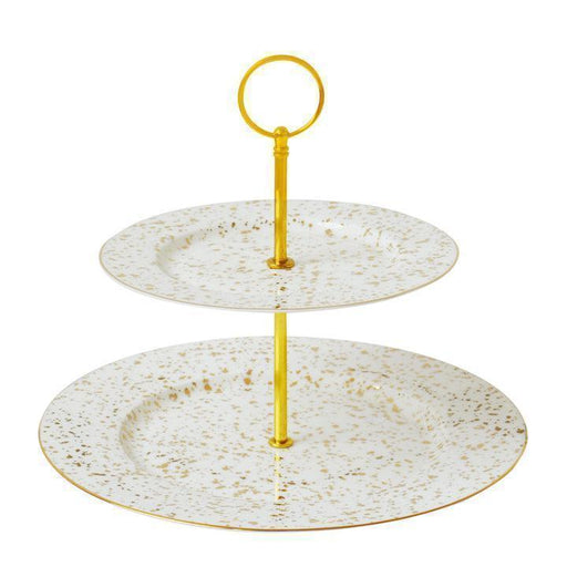 Bombay Duck Enchante Speckled Gold Two Tier Cake Stand - LemonSalt