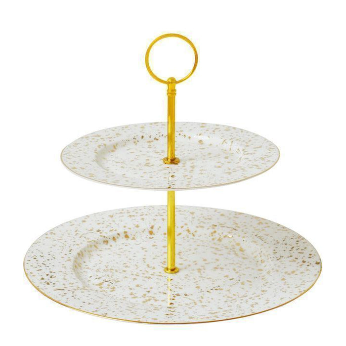 Bombay Duck Enchante Speckled Gold Two Tier Cake Stand - LemonSalt