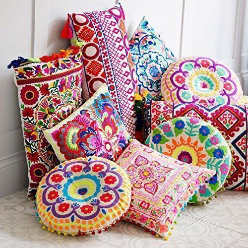 Bombay Duck Fiesta Embroidered Cushion Rectangular, Multicoloured (40×60cm) - LemonSalt