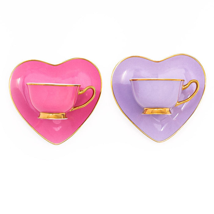 Bombay Duck Hello Darling! Set of 2 Espresso Cups - Lavender & Rose - LemonSalt