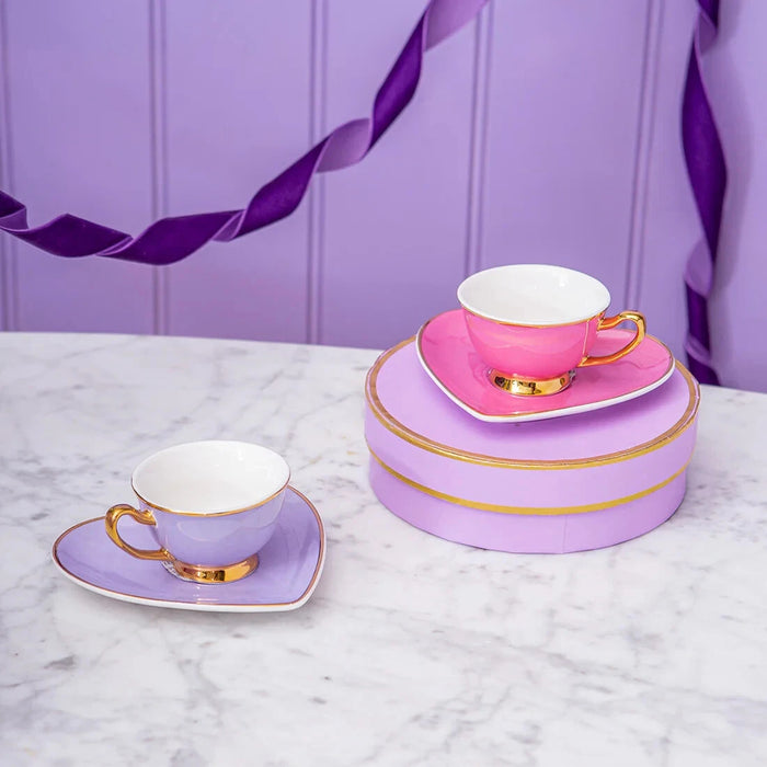Bombay Duck Hello Darling! Set of 2 Espresso Cups - Lavender & Rose - LemonSalt