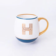 Bombay Duck Library Mug with Letter H - Petrol Blue