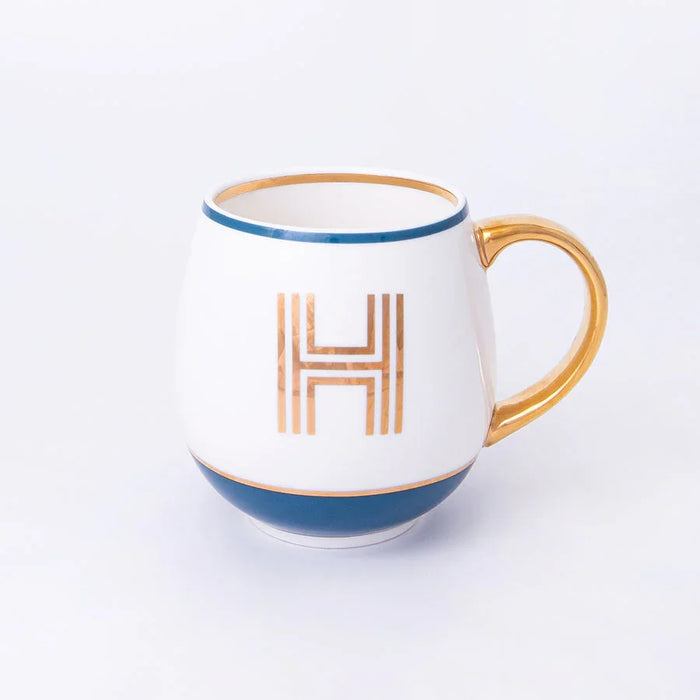Bombay Duck Library Mug with Letter H - Petrol Blue - LemonSalt
