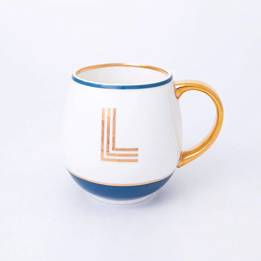 Bombay Duck Library Mug with Letter L - Petrol Blue - LemonSalt