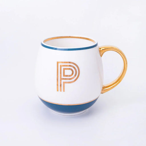 Bombay Duck Library Mug with Letter P - Petrol Blue - LemonSalt