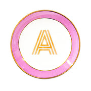 Bombay Duck Library Trinket Dish with Letter A - Blush (11cm)