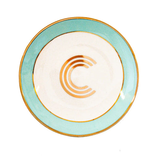 Bombay Duck Library Trinket Dish with Letter C - Mint (11cm) - LemonSalt