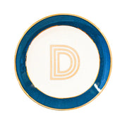 Bombay Duck Library Trinket Dish with Letter D - Petrol Blue (11cm)