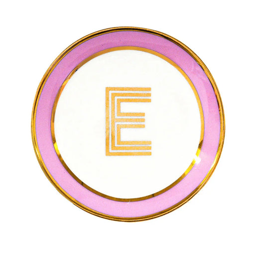 Bombay Duck Library Trinket Dish with Letter E - Blush (11cm) - LemonSalt