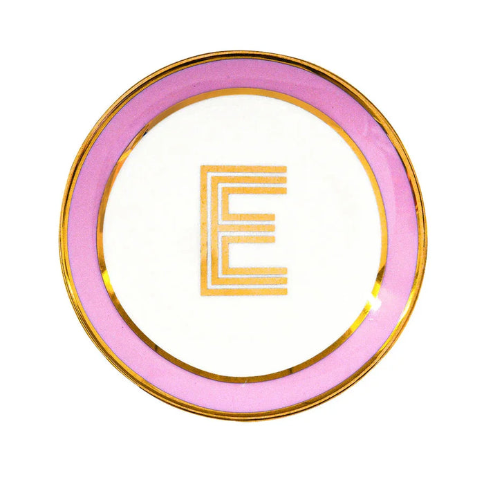Bombay Duck Library Trinket Dish with Letter E - Blush (11cm) - LemonSalt