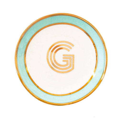 Bombay Duck Library Trinket Dish with Letter G - Mint (11cm) - LemonSalt