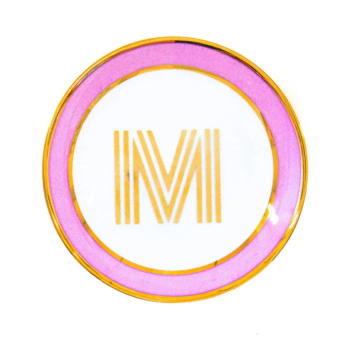 Bombay Duck Library Trinket Dish with Letter M - Blush (11cm) - LemonSalt