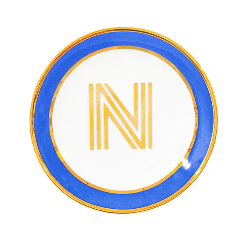 Bombay Duck Library Trinket Dish with Letter N - Cornflower (11cm) - LemonSalt