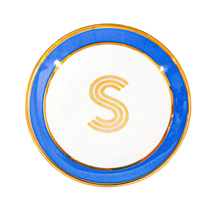 Bombay Duck Library Trinket Dish with Letter S - Cornflower (11cm) - LemonSalt