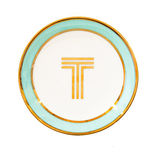 Bombay Duck Library Trinket Dish with Letter T - Mint (11cm) - LemonSalt