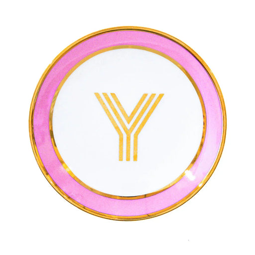 Bombay Duck Library Trinket Dish with Letter Y - Blush (11cm) - LemonSalt