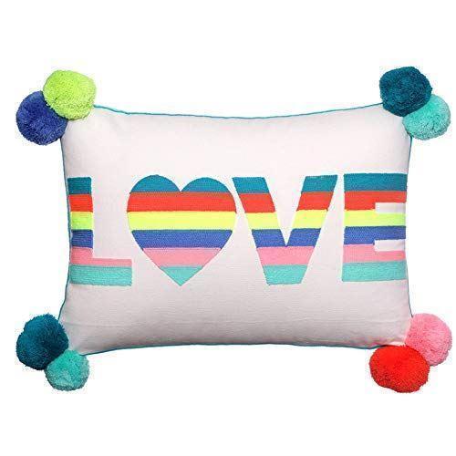 Bombay Duck LOVE Stripes Embroidered Cushion Multicoloured (35×50cm) - LemonSalt