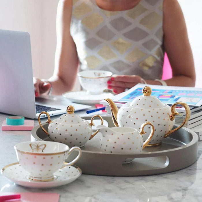 Bombay Duck Miss Golightly Teapot White with Gold Spots | {{ collection.title }}