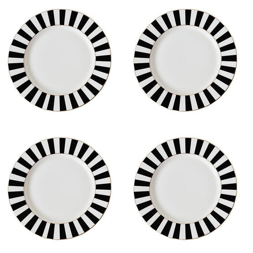 Bombay Duck Monte Carlo Stripy Tea Plates Black/White Set of 4 - LemonSalt