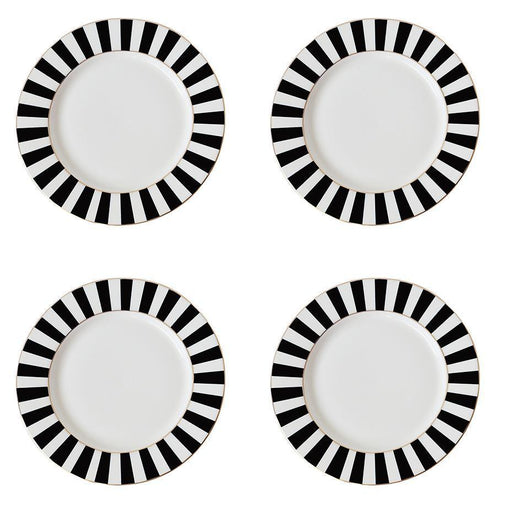 Bombay Duck Monte Carlo Stripy Tea Plates Black/White Set of 4 | {{ collection.title }}