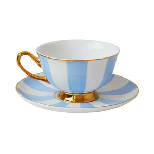 Bombay Duck Monte Carlo Stripy Teacup & Saucer - Sky Blue & Stripy | {{ collection.title }}