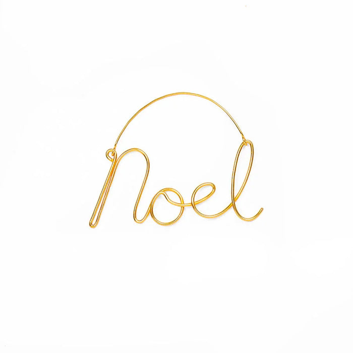 Bombay Duck Noel, Ho Ho Ho, Fa La La Wire Word Decorations Gold - Set of 3 - LemonSalt