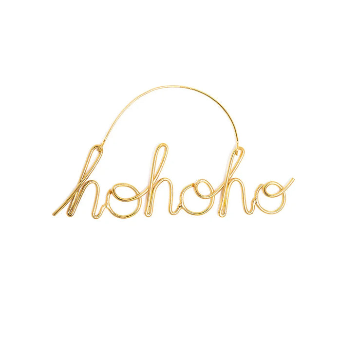 Bombay Duck Noel, Ho Ho Ho, Fa La La Wire Word Decorations Gold - Set of 3 - LemonSalt