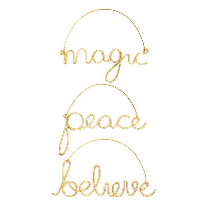 bombay-duck-peace-believe-magic-wire-word-decorations-gold-set-of-3-lemonsalt-1