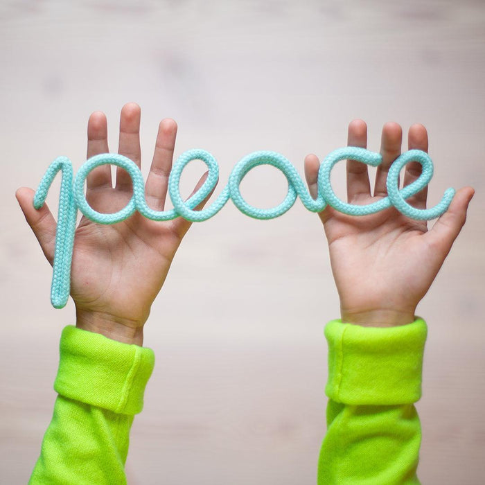 Bombay Duck Peace Rope Word Aqua