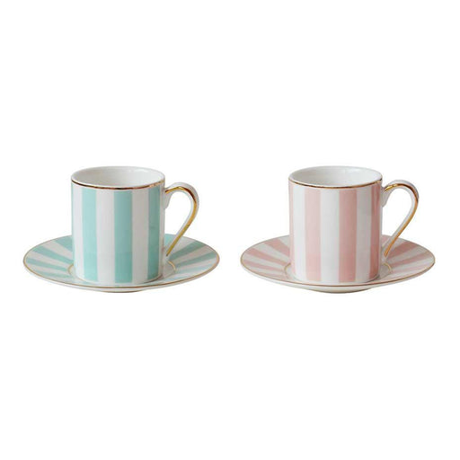 Bombay Duck Pink & Mint/Stripy Espresso Cups Set Of 2 | {{ collection.title }}