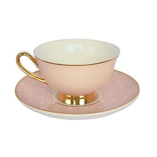 Bombay Duck Pink & White Spotty Cup & Saucer - LemonSalt