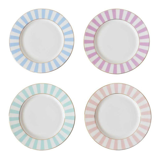 Bombay Duck Set of 4 Stripy Tea Plates Pastels | {{ collection.title }}