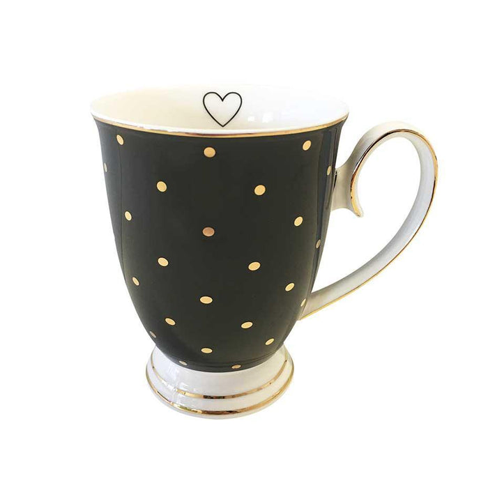 Bombay Duck - Spotty Mug - Black with Gold Spots - LemonSalt