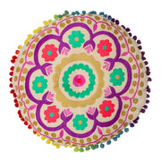 Bombay Duck Tibet Embroidered Cushion Round - Pink (40cm)