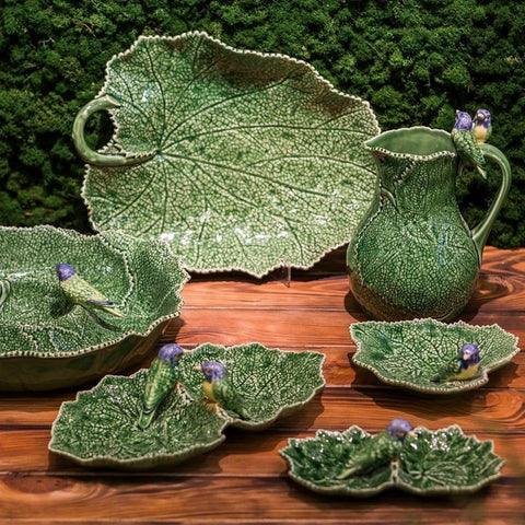 Bordallo Pinheiro Cinerária Leaf with Blue Bird (19cm) - LemonSalt